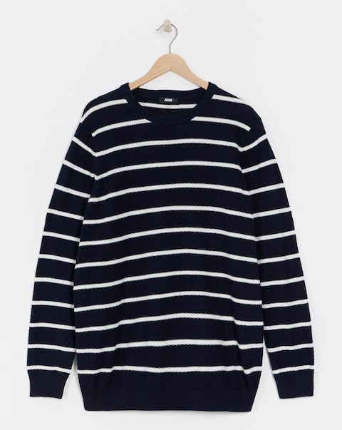 Textured Navy Stripe Knitted Jumper