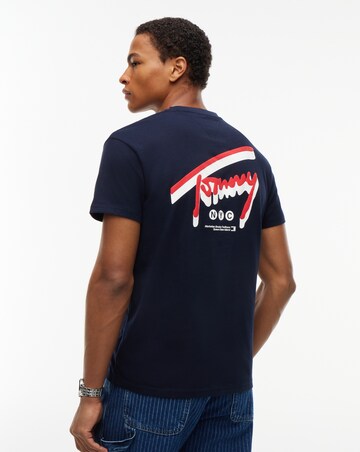 Tommy Jeans Short Sleeve Signature Back Print T-Shirt - Navy
