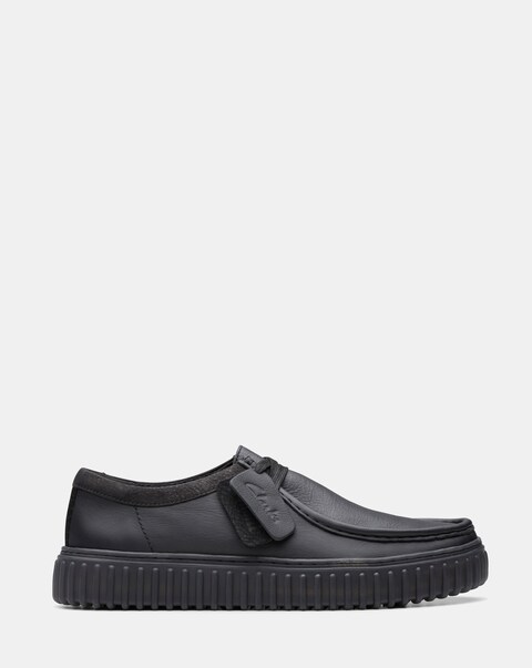 Clarks Torhill Lo Leather Shoe - Black