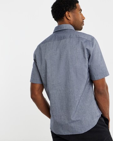 BOSS Short Sleeve Cotton Twill Shirt - Navy