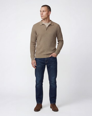 Textured Long Sleeve Knitted Polo