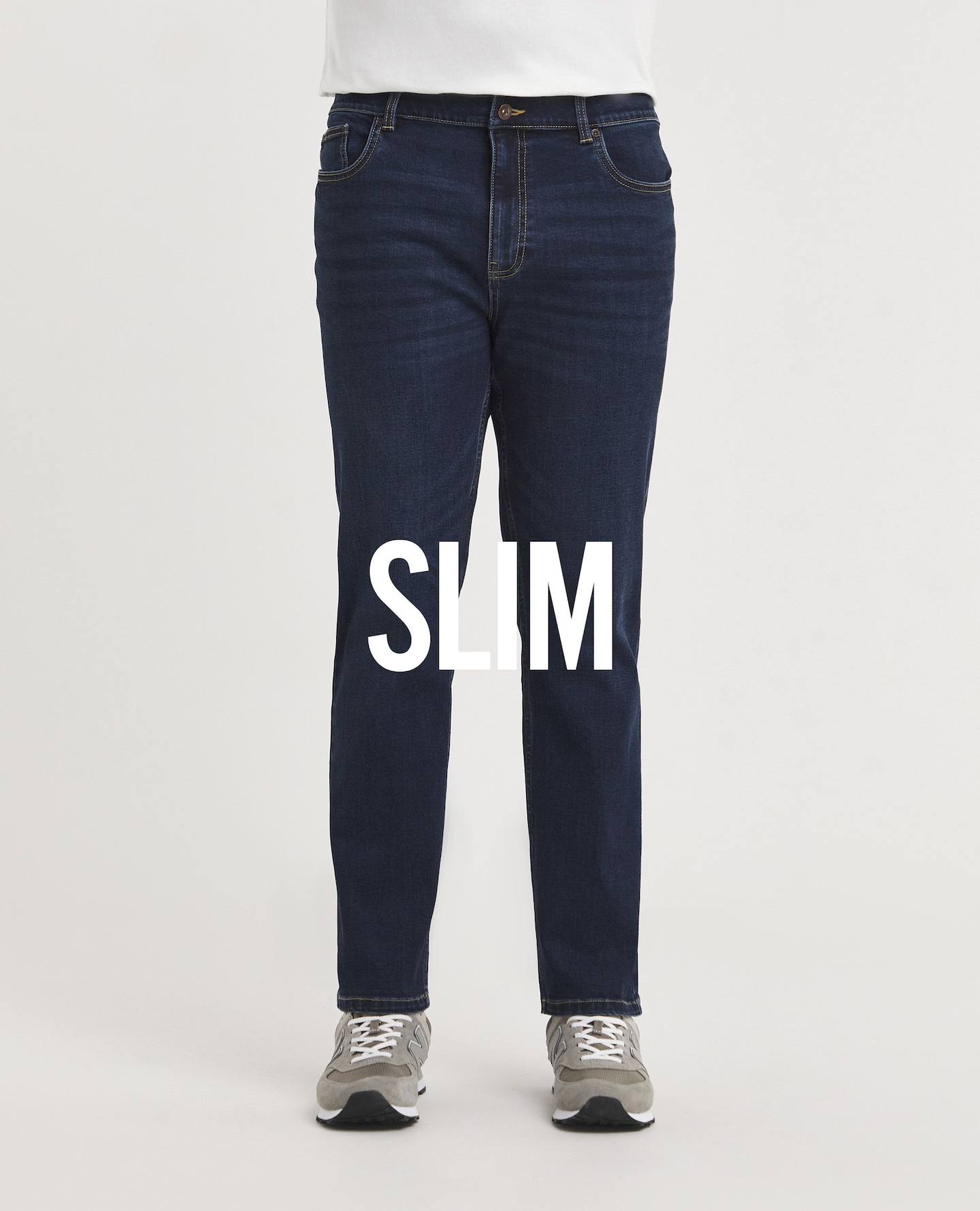 Close up image of a pair of slim fit jeans