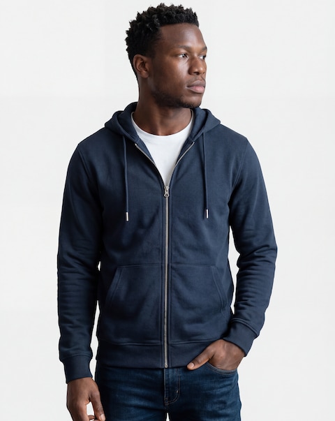 Full Zip Hoodie Long- Navy