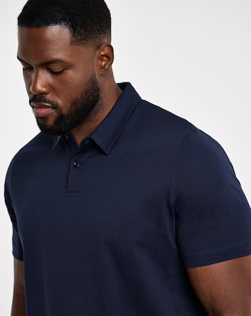 Pure Cotton Jersey Polo Long Length- Navy