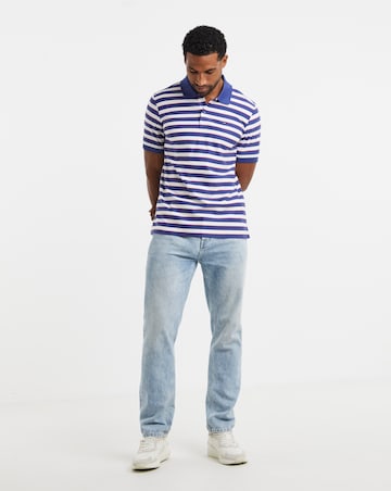 Tommy Jeans Short Sleeve Stripe Jersey Polo - Blue