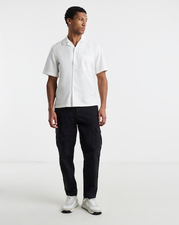 BOSS Short Sleeve Textured Resort Shirt - White
