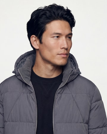 Grey Mid Length Puffer Jacket