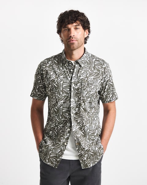 Barbour Orton Short Sleeve Printed Summer Shirt - Olive