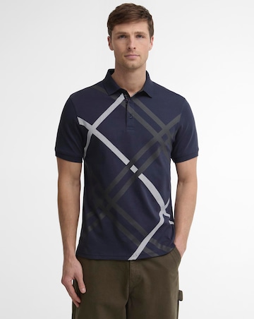 Barbour Short Sleeve Tartan Print Polo Shirt - Navy