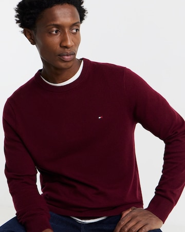 Tommy Hilfiger Cotton Cashmere Crew Neck Jumper - Burgundy