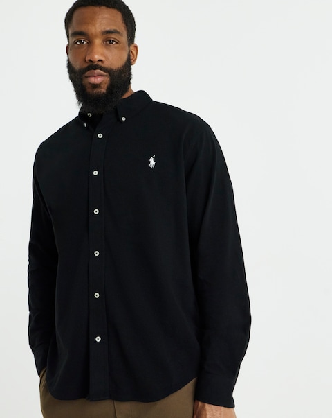 Polo Ralph Lauren Long Sleeve Stretch Mesh Shirt - Black