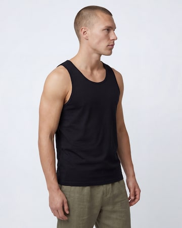 5 Pack Pure Cotton Black Vests Long