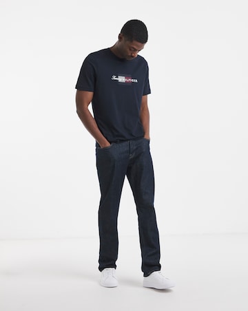 Tommy Hilfiger Short Sleeve Script Flag T-Shirt - Navy