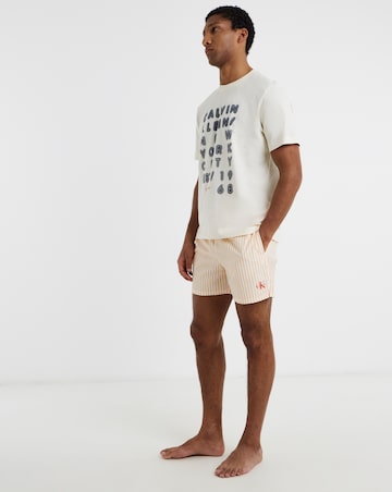 Calvin Klein Drawstring Waistband Swimming Short - Peach Stripe