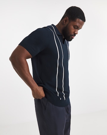 Stripe Open Neck Knitted Polo