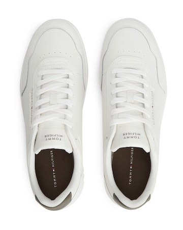 Tommy Hilfiger Basket Leather Trainers - Ecru/Olive