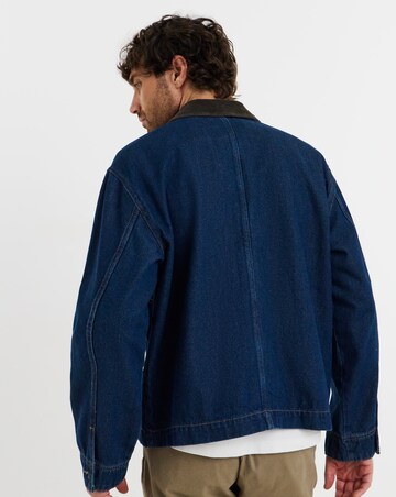Only & Sons Kaizen Rinse Cord Collar Denim Jacket - Dark Blue Denim