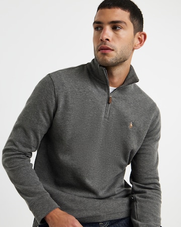 Polo Ralph Lauren Estate Rib 1/4 Zip Pullover - Grey Heather