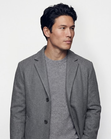 Grey Wool Blend Mid Length Overcoat