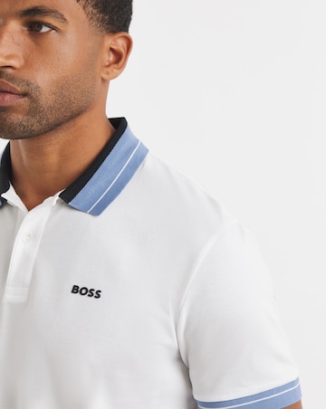 BOSS Short Sleeve Contrast Collar Polo - White
