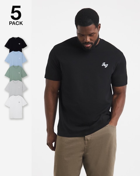 Jack & Jones Joseph 5 Pack Crew Neck T-Shirt