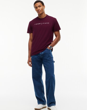 Tommy Jeans Short Sleeve Linear Logo T-Shirt - Berry