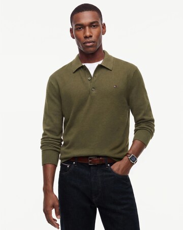 Tommy Hilfiger Cotton Cashmere Long Sleeve Polo - Green