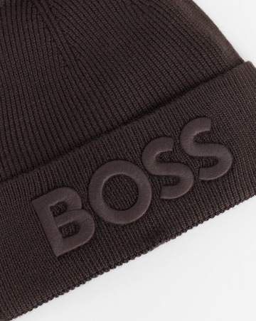 BOSS Embossed Logo Beanie - Dark Brown