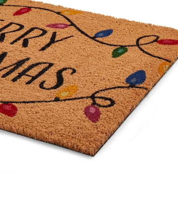 Merry Christmas Lights Coir Doormat