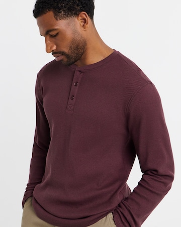 Textured Long Sleeve Grandad T-Shirt