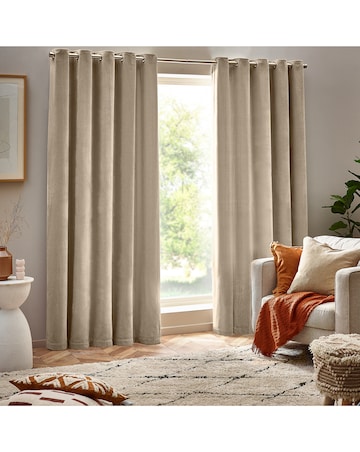 Yard Heavy Chenille Lined Eyelet Curtains