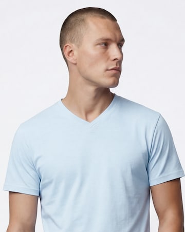 Pure Cotton V Neck T-Shirt Long - Blue Marl