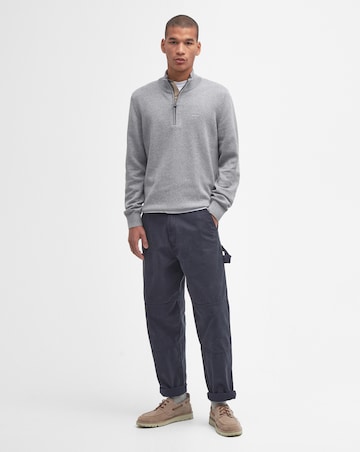 Barbour Cotton 1/2 Zip Knitted Jumper - Grey Marl