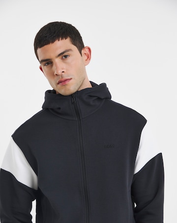 BOSS Contrast Hooded Zip Through Tracksuit - Navy