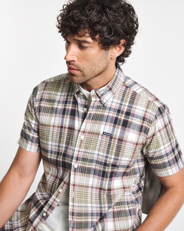 Barbour Baycliff Short Sleeve Checked Tailored Shirt - Burnt Pepper