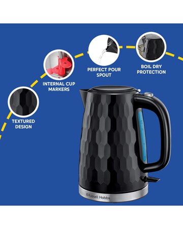 Russell Hobbs 26051 Textured Honeycomb Black Kettle