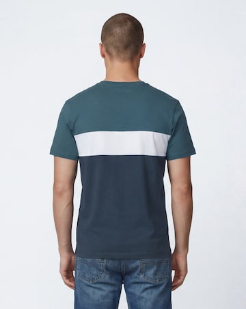 Colour Block Crew Neck T-Shirt Long - Navy