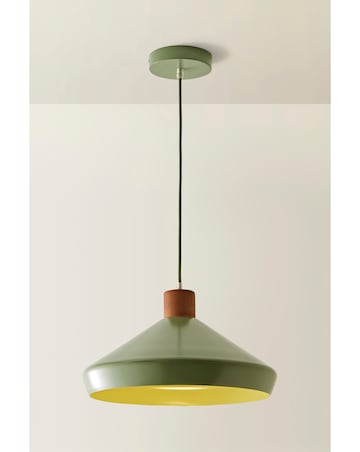 ValueLights Parker Green & Walnut Pendant Light