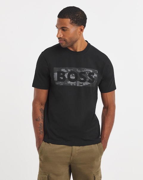 BOSS Short Sleeve Globe Graphic Logo T-Shirt - Black
