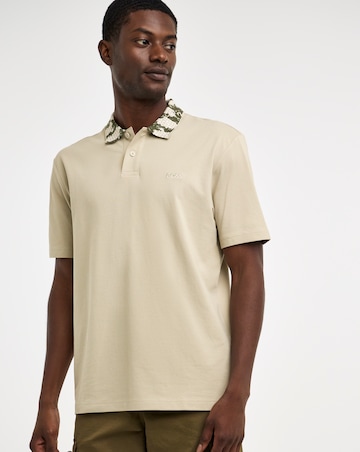 BOSS Short Sleeve Printed Collar Polo - Light Beige