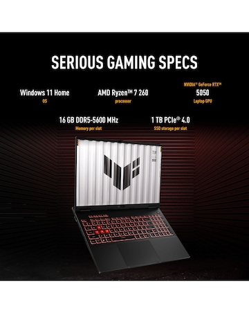 ASUS TUF Gaming Laptop - 16in NVIDIA GeForce RTX 5050 AMD Ryzen 7 16GB 1TB SSD