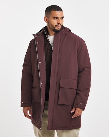 Burgundy Smart Padded Mid Length Parka