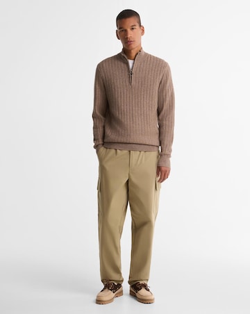 Barbour Herringbone Knitted 1/2 Zip - Stone