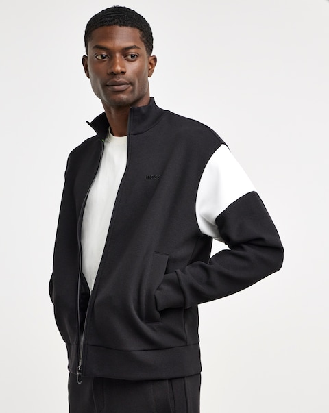 BOSS Contrast Zip Sweat - Black