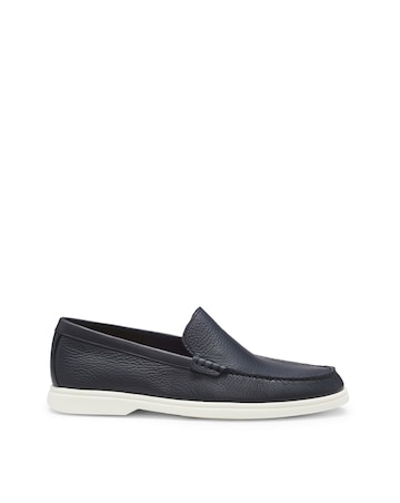 Boss Tumbled Leather Moccasins - Navy