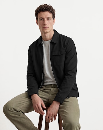 Black Zip Up Smart Harrington Jacket