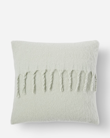 Faux Mohair Fringed Cushion - Seafoam