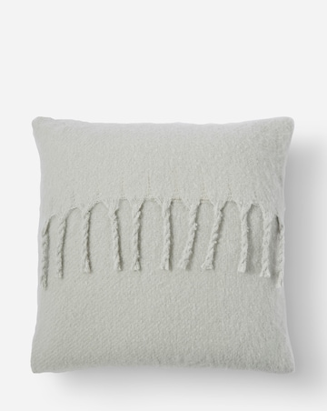 Faux Mohair Fringed Cushion - Light Grey