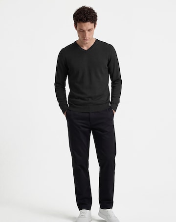 Cotton Knitted V Neck Jumper Long