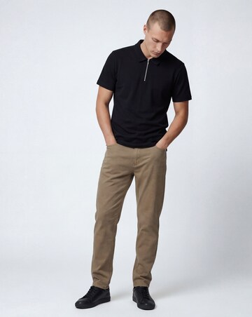 Folio Mercerised Supima Zip Neck Polo-Black